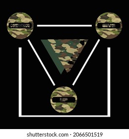 Gib niemals auf das Design von Army Style T Shirt und Vektorgrafik auf. 