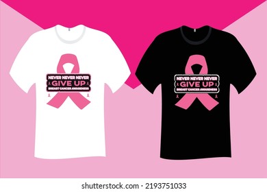 Geben Sie nie auf BreastCancer T-Shirt-Design auf