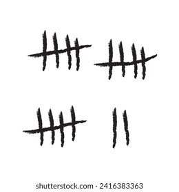 Never Give Up - Counting the Days - Black Tally Marks Isolated on White Background, Vector Concept Design