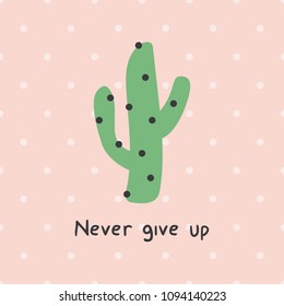 Never give up cute cactus polka dots print. A playful, modern, and flexible print for brand who has cute and fun style. Happy, bright, and magical mood.