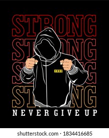 never give up design for print t shirt and more