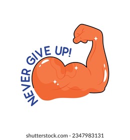 Never give up doodle vector outline Sticker. EPS 10 file