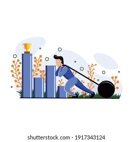 Never give up flat design illustration