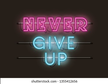 never give up fonts neon lights
