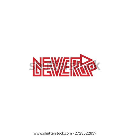 Never give up geometric text logo design.