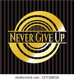 Never Give Up gold emblem or badge