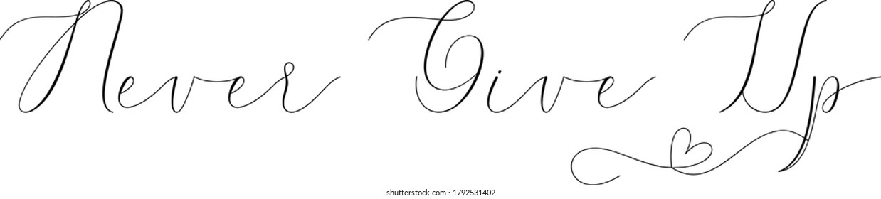 Never Give Up handwritten typography text