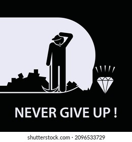 Never Give Up Icon - Vector.
