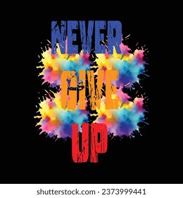 never give up illustrations with patches for t-shirts and other uses