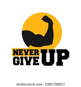 never give up strong muscle symbol