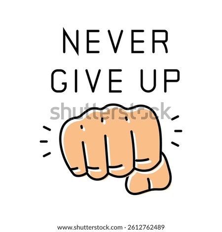 never give up succes challenge color icon vector. never give up succes challenge sign. isolated symbol illustration