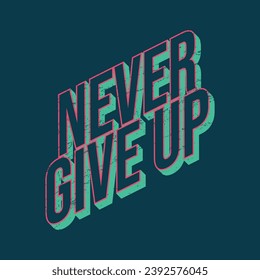 Never give up typography jersey design. Editable baseball jersey design vector. 