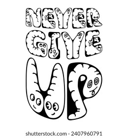 Never give up typography jersey design. Editable baseball jersey design vector.
