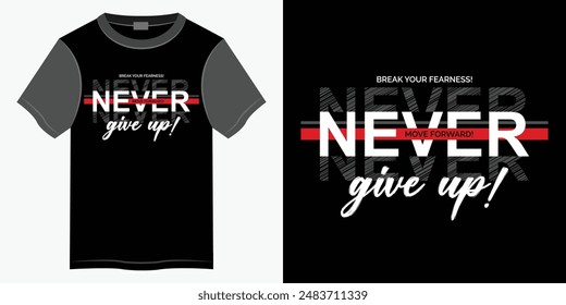 Nunca renuncie al diseño de camiseta y ropa de tipografía, diseño de camiseta de Vector de tipografía para impresión, citas motivacionales e inspiradoras que escriben diseño de ilustración de camiseta.
