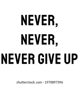 Never, never, never give up. Happiness Quote