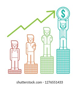 Never give up, Poor to millionaire, Business growth up, How to success icon graphic vector.