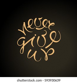 Never give up. Vector hand drawn letters on the texture background, motivation, postcard, print for clothing