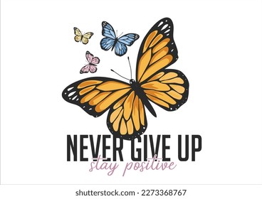 never give up vector design hand drawn