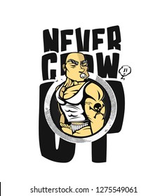Never Grow Up concept design for t-shirt print, vector illustration.