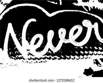 Never. Hand drawn typography poster. T shirt hand lettered calligraphic design. Inspirational vector typography.