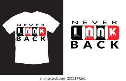 never look back  with leopard on triangle background, Minimal Active Sport Typography modern Fashion Slogan for T-shirt and apparels graphic vector Print