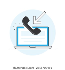 Never Miss a Call Icon. Incoming Call Notification Illustration. Call Management Vector Icon. Business Communication Icon. VoIP Call Alert Icon. Editable stroke.