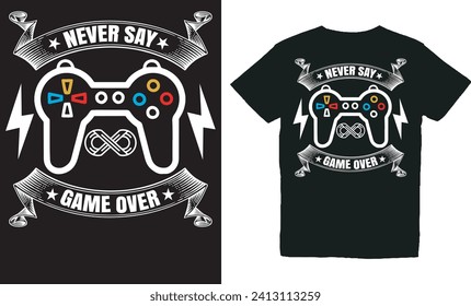 never say game over.with patches for t-shirts and other uses