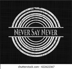 Never Say Never written on a chalkboard