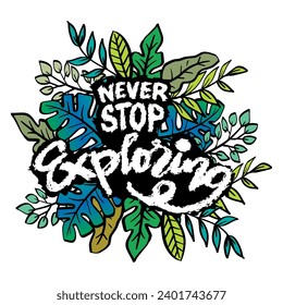 Never stop dreaming. Inspirational quote. Hand drawn vector lettering.