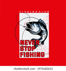 never stop fishing, illustration template for logo
