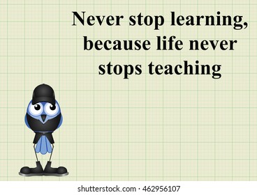 Never stop learning quotation on graph paper background with copy space for own text
