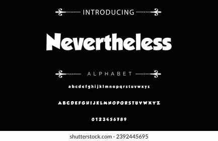 Nevertheless font modern bouncy typeset, lively friendly alphabet. Playful cheerful letters in Los Muertos Mexican style for menus, labels, signage, ads, crafts and comic book. Vector typographic 