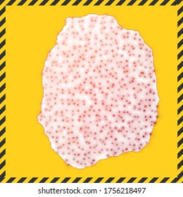 Nevis closed - virus danger sign. Lock down island icon. Black striped border around map with virus spread concept. Vector illustration.