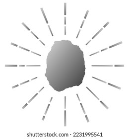 Nevis sortierte Sonnenburst. Karte der Insel mit bunten Sternchen. Nevis Illustration in Digital, Technologie, Internet, Netzwerk Stil. Vektorgrafik.