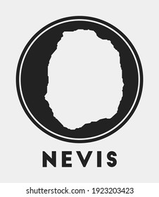 Nevis icon. Round logo with island map and title. Stylish Nevis badge with map. Vector illustration.