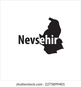 Nevsehir map and black lettering design on white background