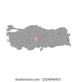 Nevsehir province map, administrative divisions of Turkey. Vector illustration.