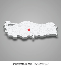 Nevsehir region location within Turkey 3d isometric map