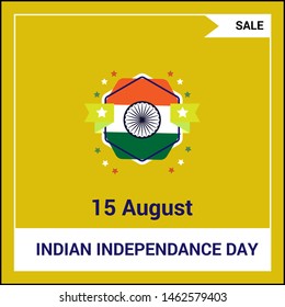 new   15th august independence day sale offer poster design with Indian flag illustration and stars. Happy Indian national holiday celebration 