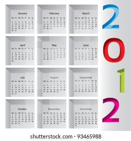 New 2012 calendar with months inside boxes