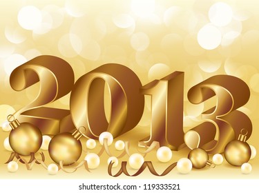 New 2013 golden year, vector illustration