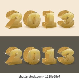 New 2013 year golden transparent. vector illustration