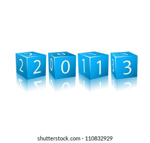 New 2013 Year Numbers on Blue 3d Cubes. Icon Illustration Isolated on White Background