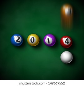 New 2014 year, billiards concept. Eps 10