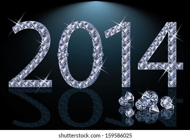 New 2014 Year with diamonds, vector illustration