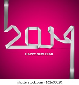 New 2014 year greeting card made in origami style - vector illustration