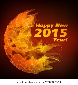 New 2015 Year card. Abstract vector mesh background. Futuristic technology style. 