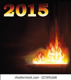 New 2015 Year fire flame background, vector illustration
