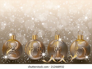 New 2015 year golden background, vector illustration