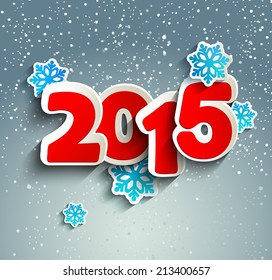 New 2015 year greeting card made in origami style, vector illustration. 